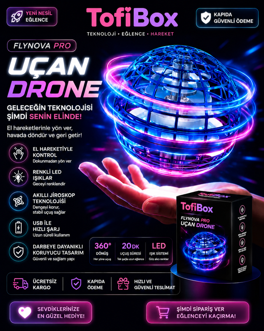 FlyNova Pro El Kontrollü Uçan Drone LED Işıklı Akıllı Spinner / Tofibox
