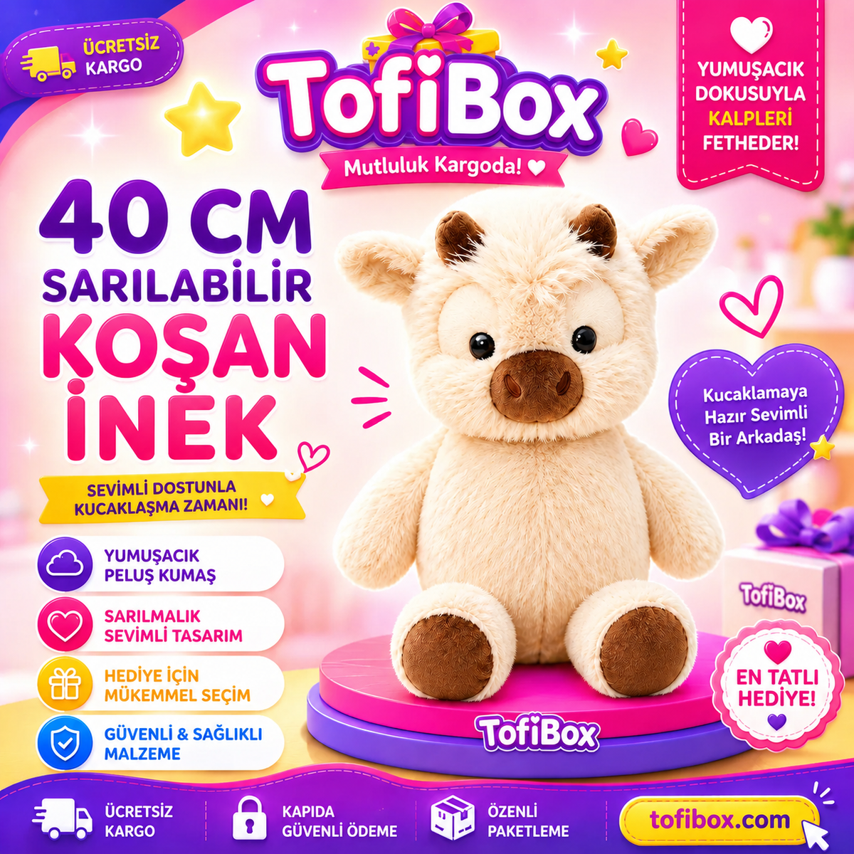 40 CM Sarılabilir Koşan  Peluş Oyuncak – Sevimli ve Yumuşacık İthal Ürün