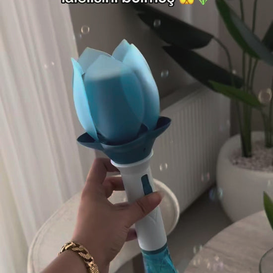 🌷 Laleli Dev Baloncuk Tabancası Işıklı – Otomatik Köpük Baloncuk Makinesi